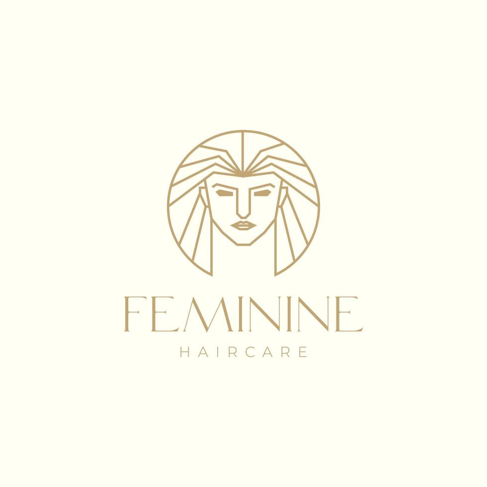 head women polygon line luxury logo design vector graphic symbol icon illustration creative idea