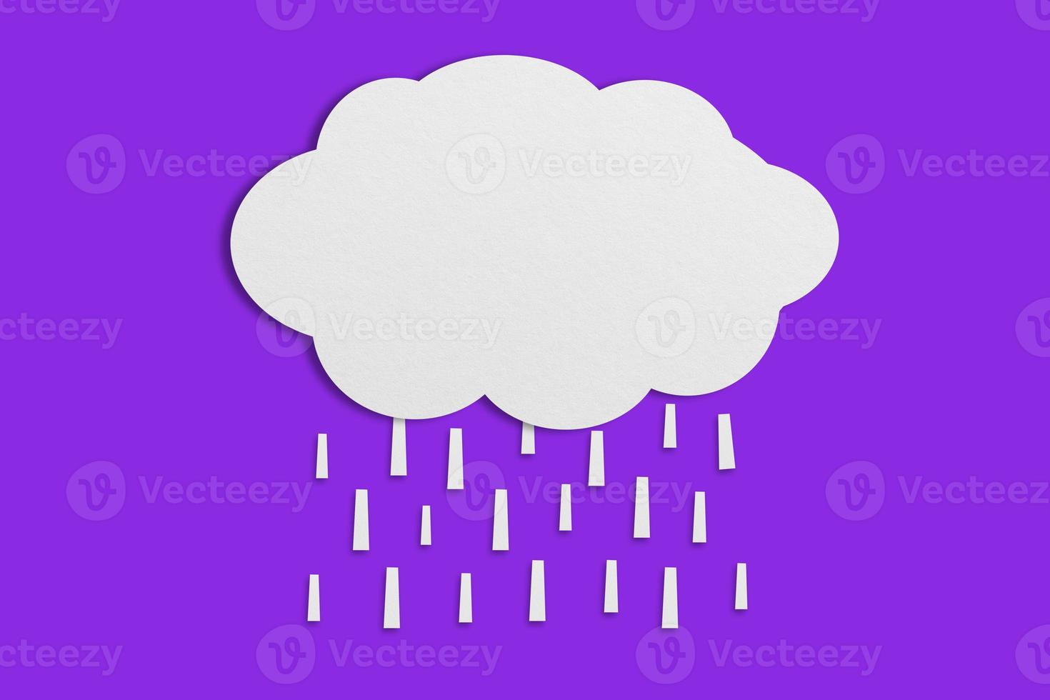 cloud and rain paper white paper cut paste paper Speech balloon on purple background. photo