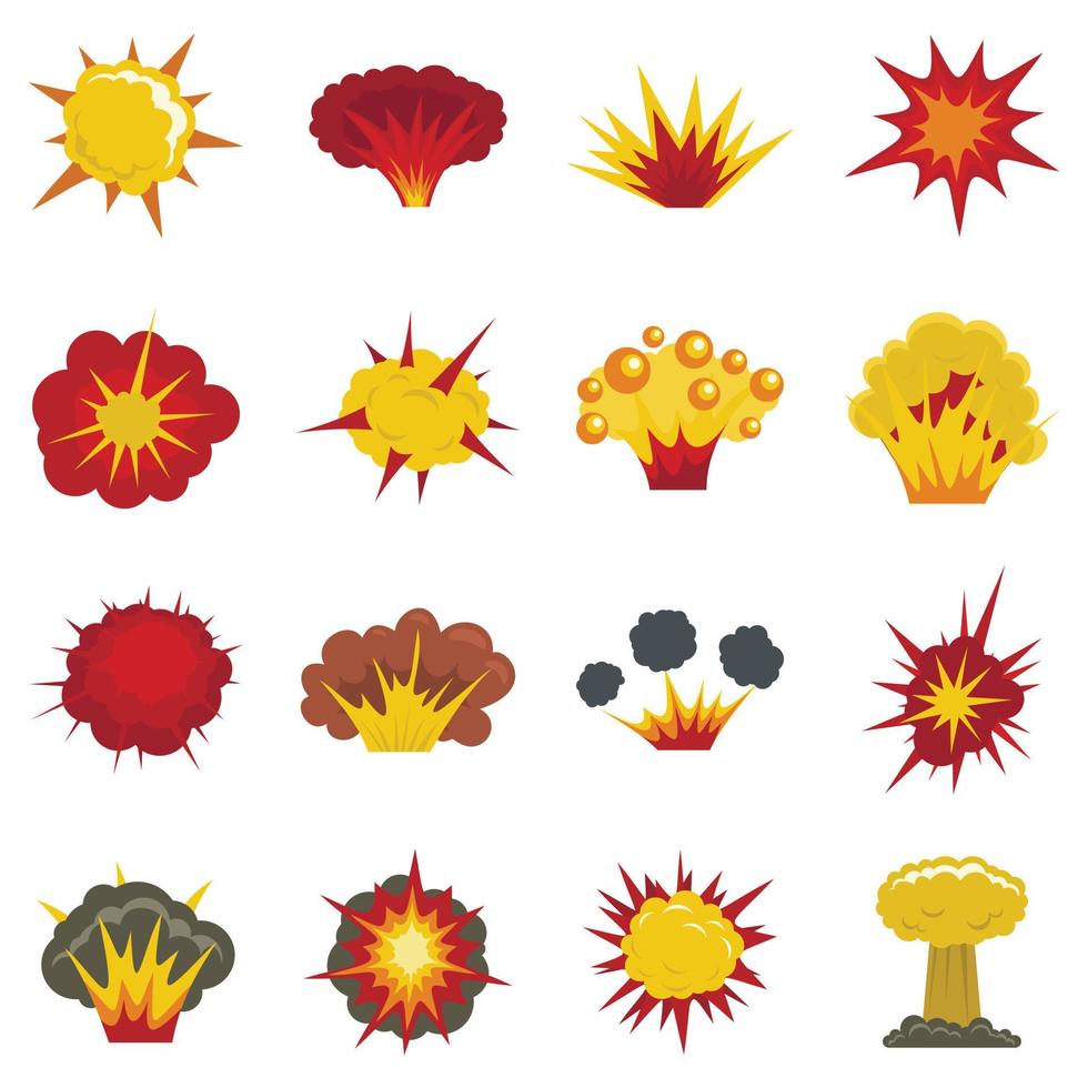 Explosion icons set in flat style vector