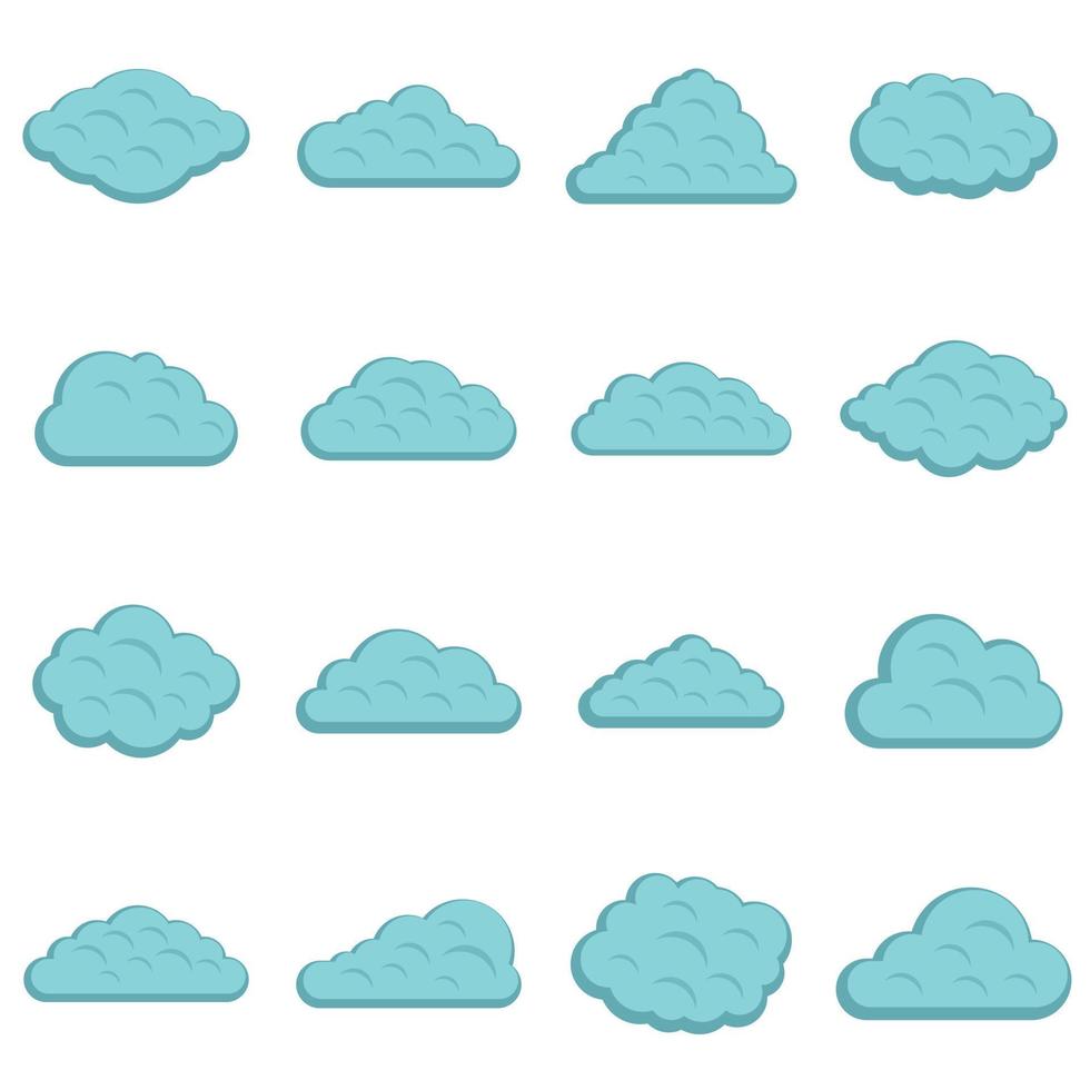 iconos de nubes establecidos en estilo plano vector