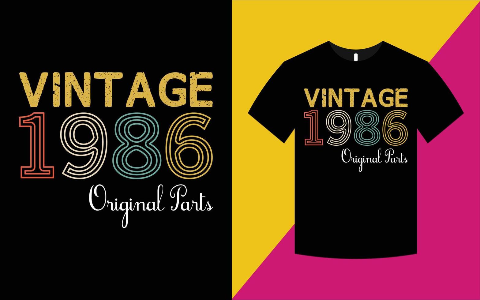 Vintage Birthday 1986 Graphics T-shirt Template vector