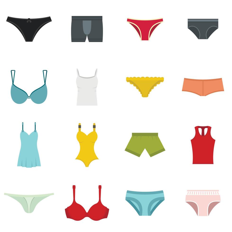 Underwear items icons set in flat style vector
