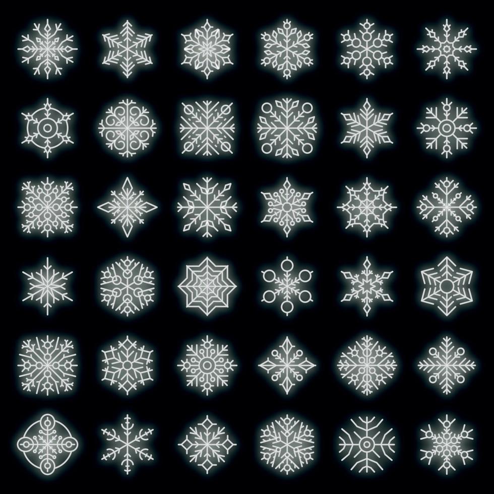 Snowflake icons set vector neon