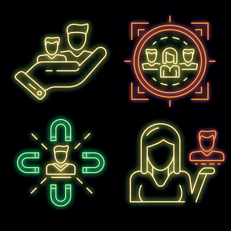 Customer retention icon set vector neon