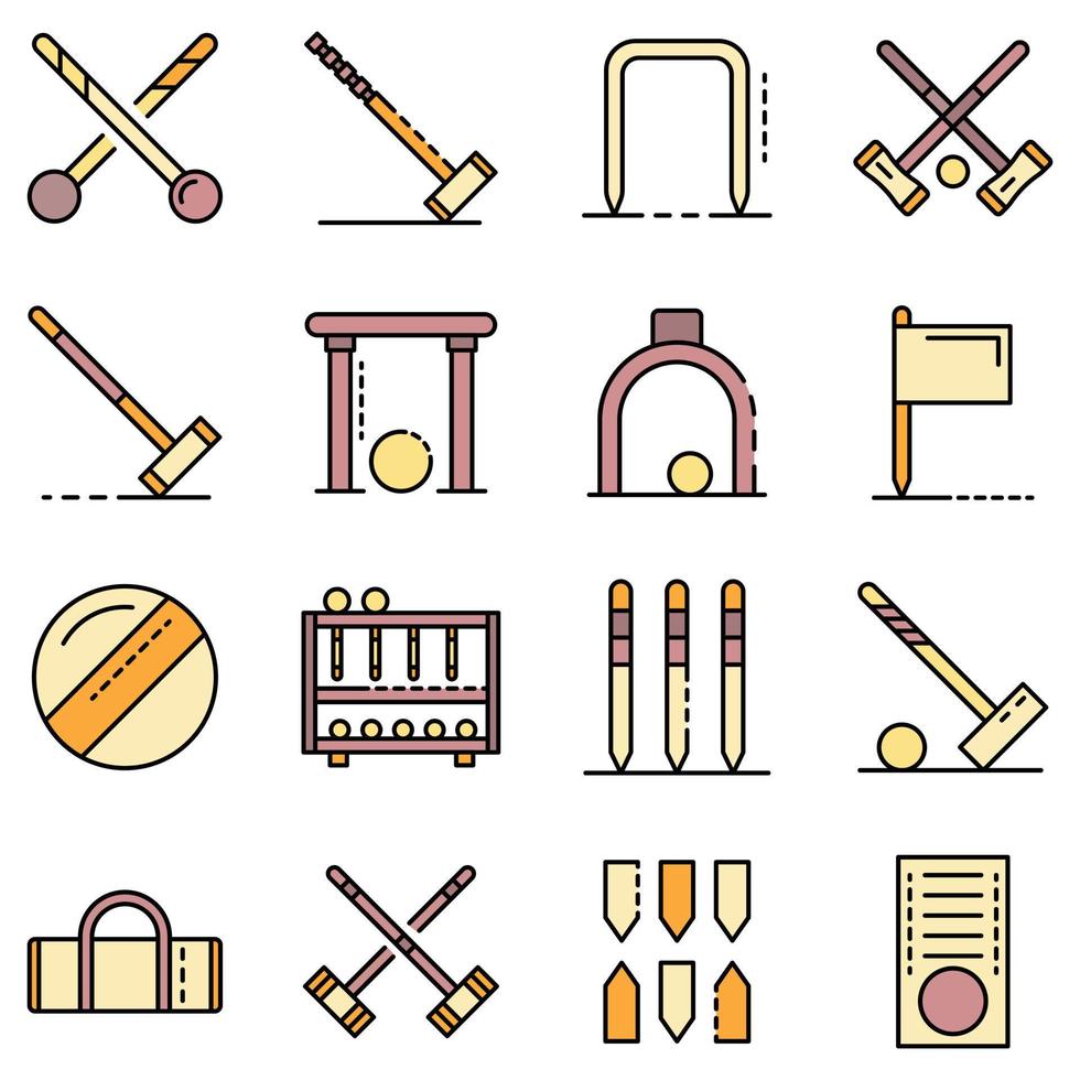 Croquet icons set vector flat