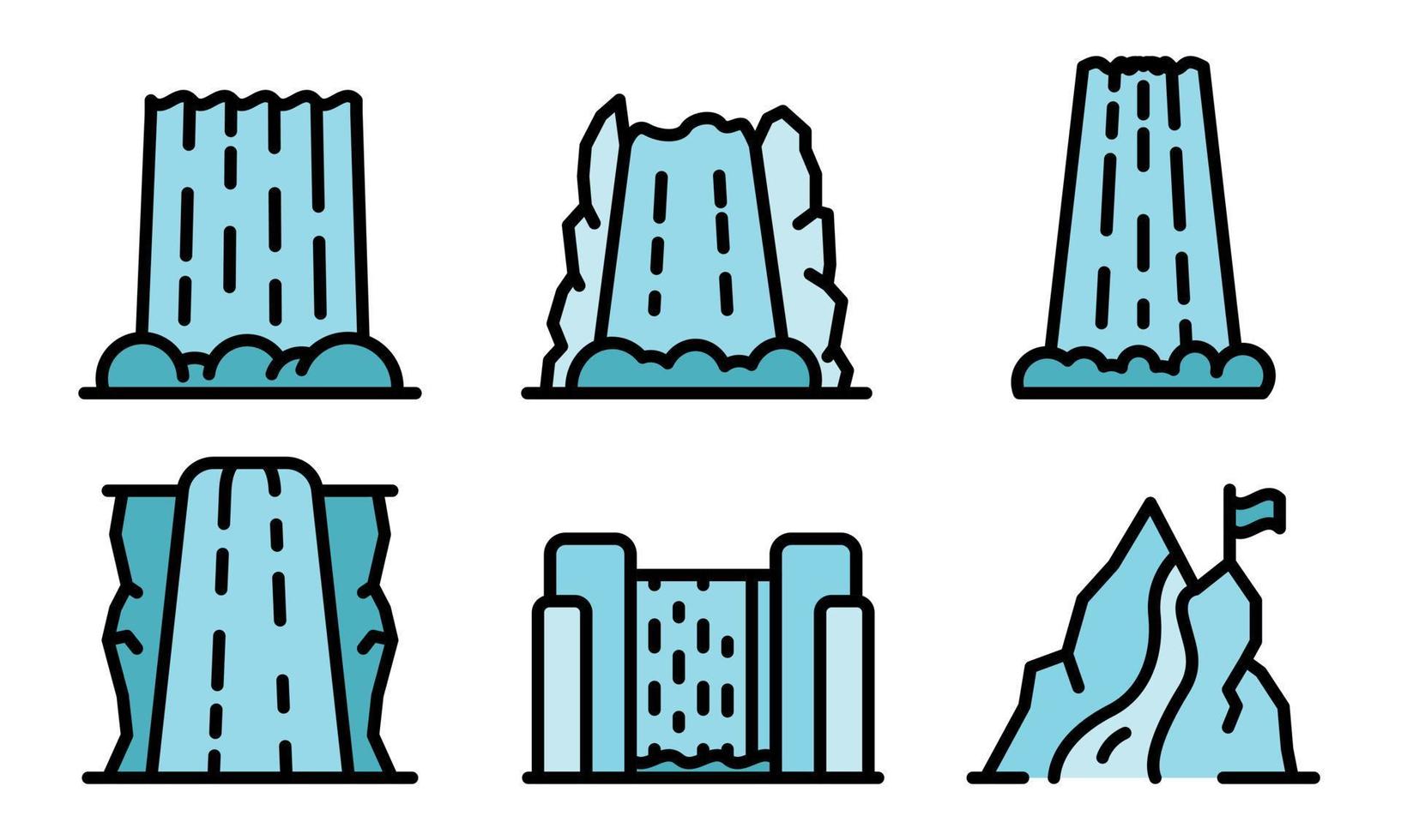 Cascade icons set vector flat