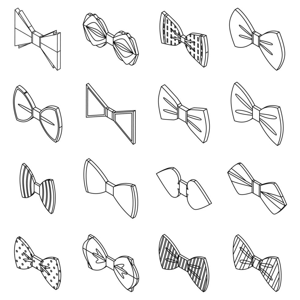 Bowtie icons set vector outine