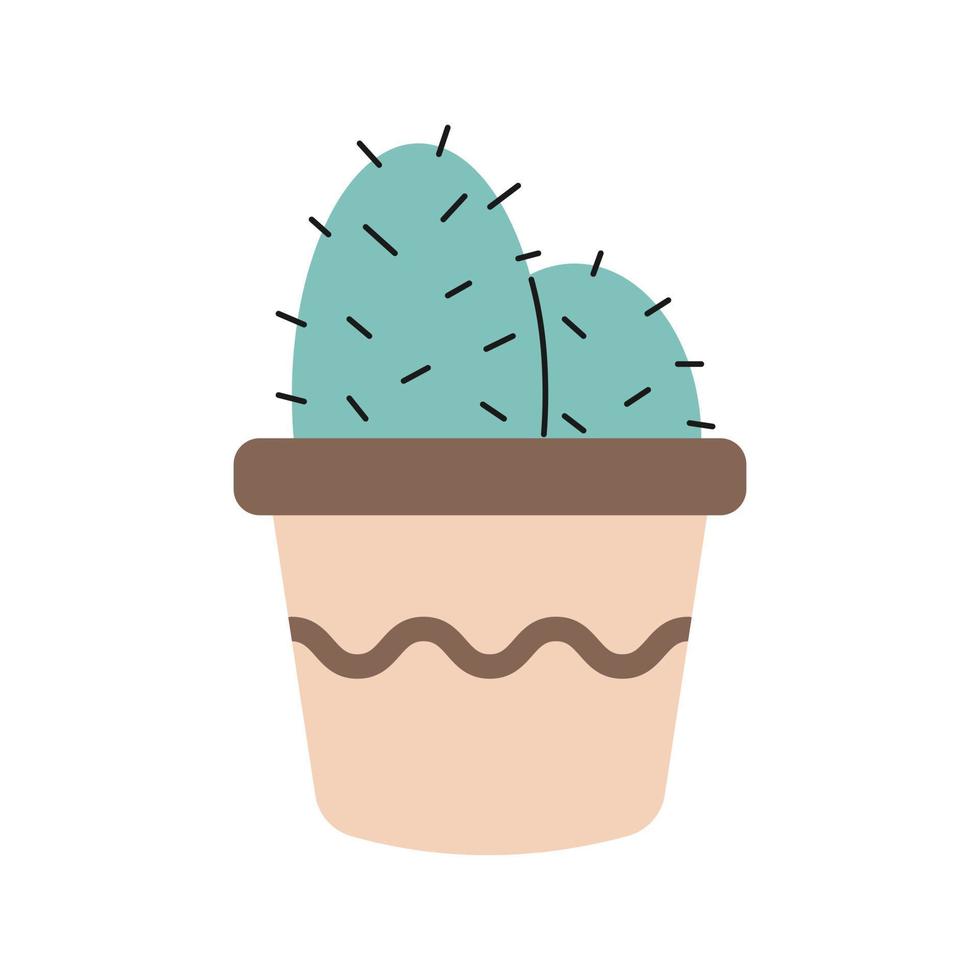 Vector cactus in a pot. Cute plant clip art.