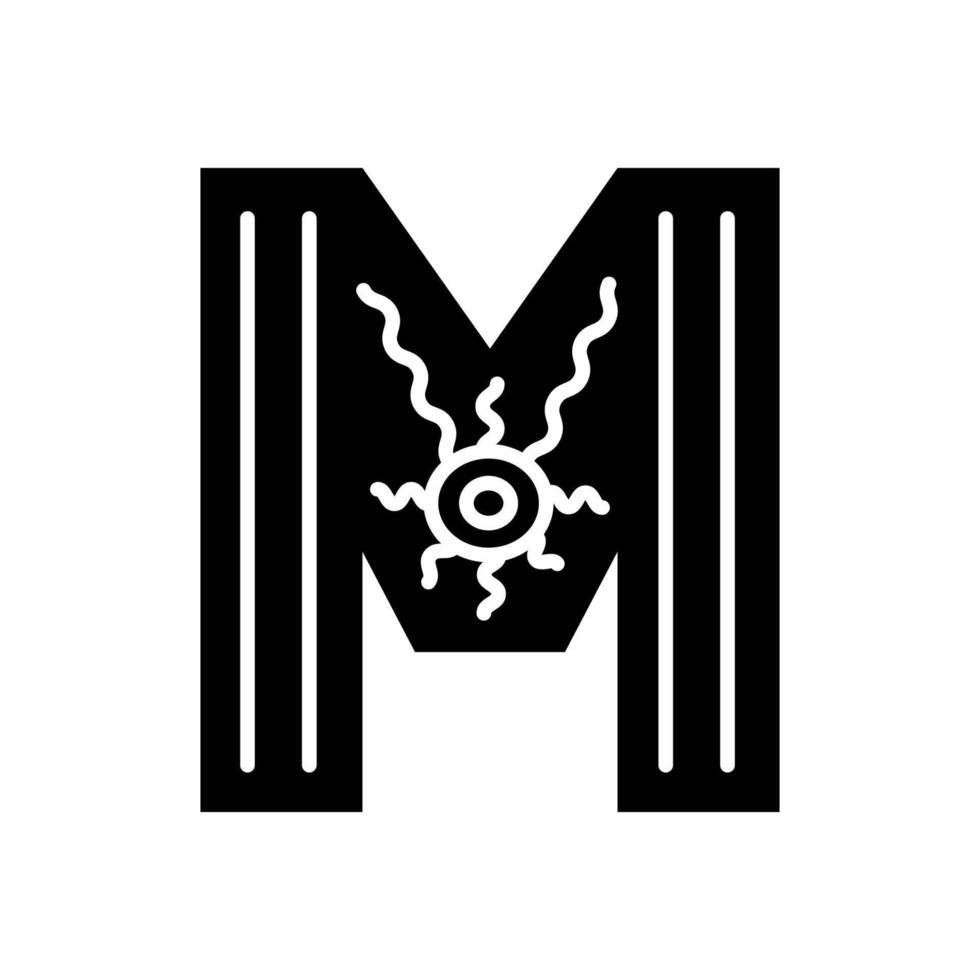 letra m adornada escandinava en blanco y negro. fuente popular. letra m en estilo escandinavo. vector