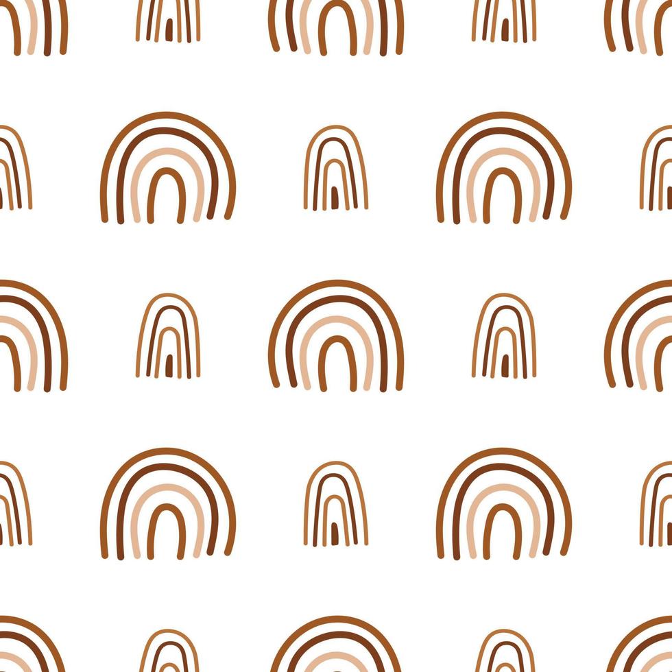 Vector seamless pattern with abstract rainbows. Boho rainbows with lines. Cute background.