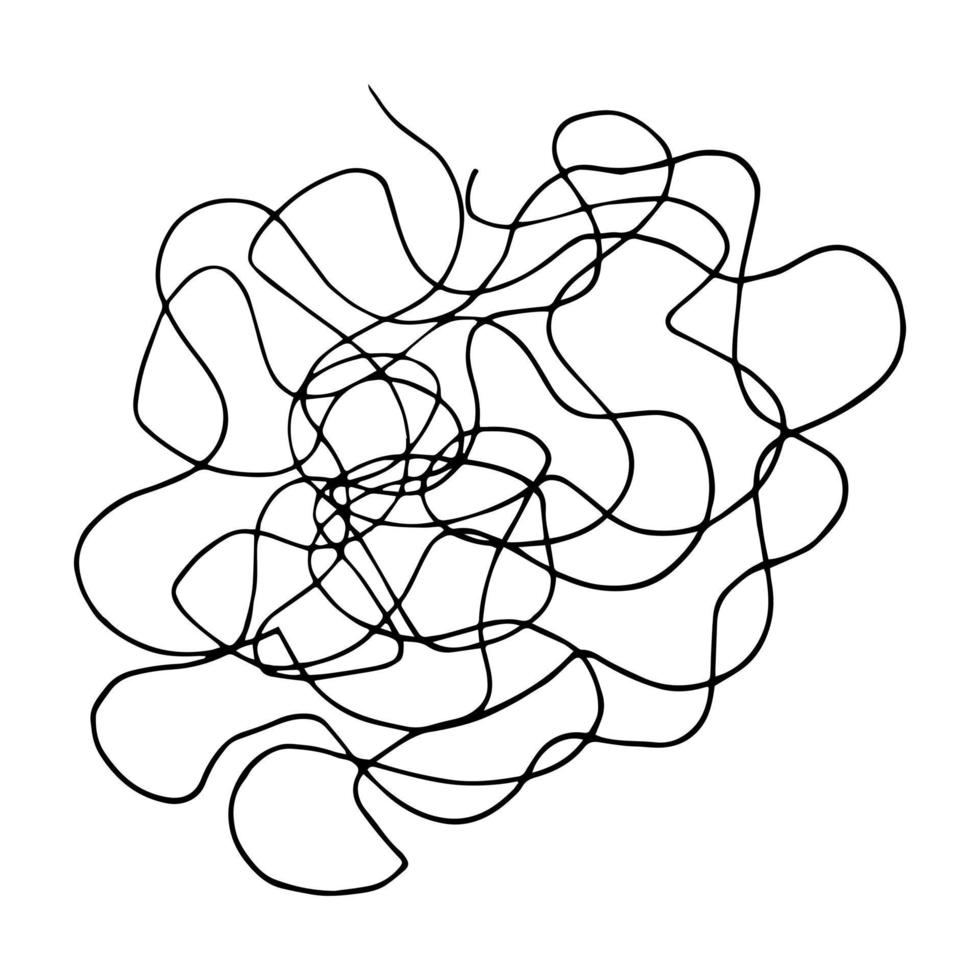 Hand drawn doodle abstract tangled scribble. Vector random chaotic lines.