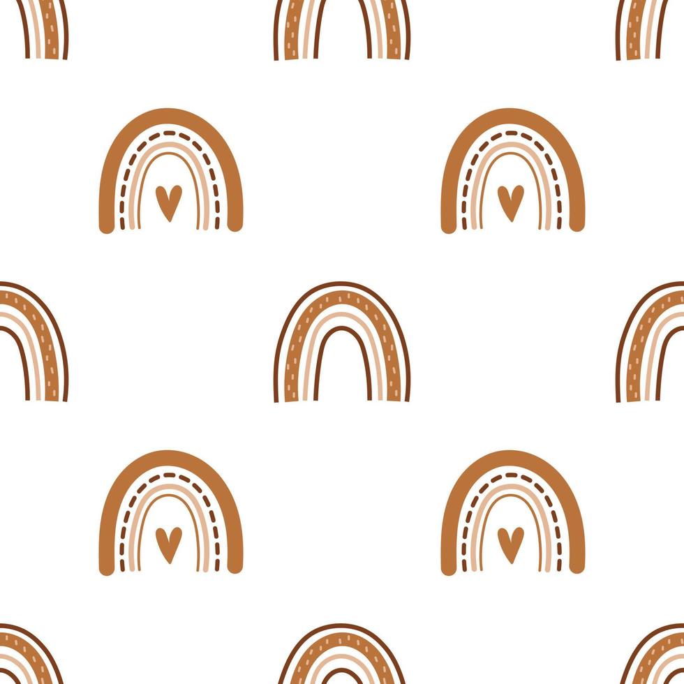 Vector seamless pattern with abstract rainbows. Boho rainbows and dots. Cute background.