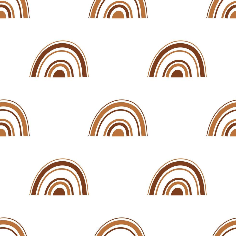 Vector seamless pattern with abstract rainbows. Boho rainbows with lines. Cute background.