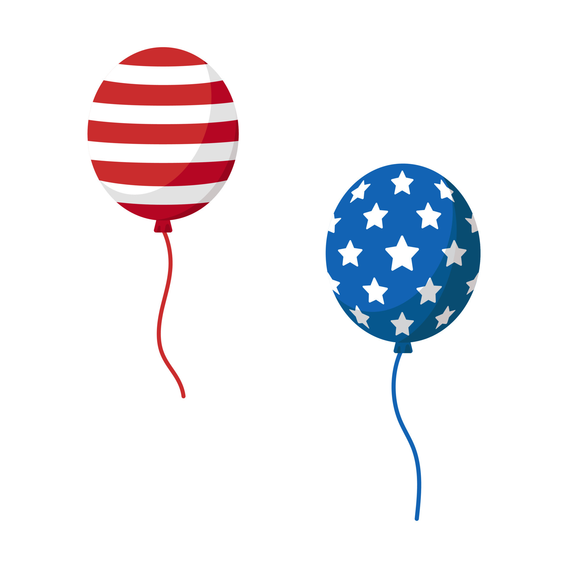 Vector set of two balloons in USA flag colors. Air balloon with stars