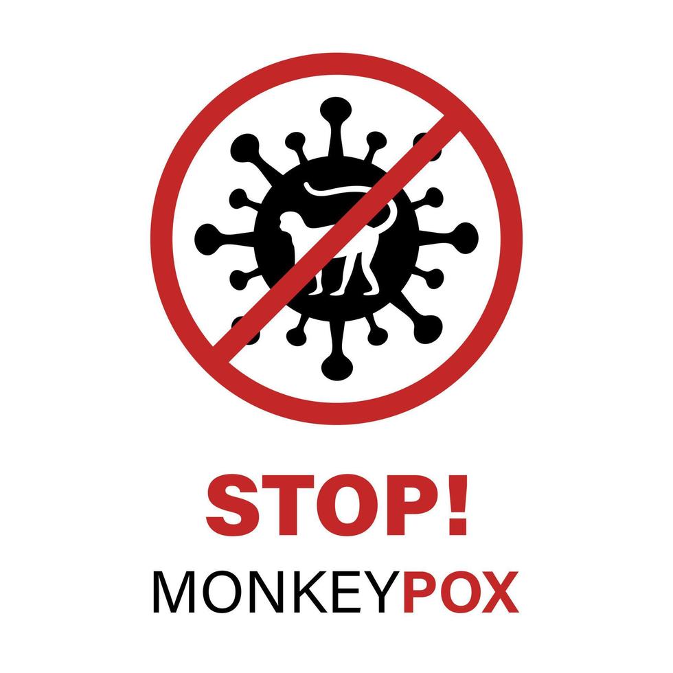 Stop Monkeypox virus. Vector monkey pox poster. No monkeypox sign.