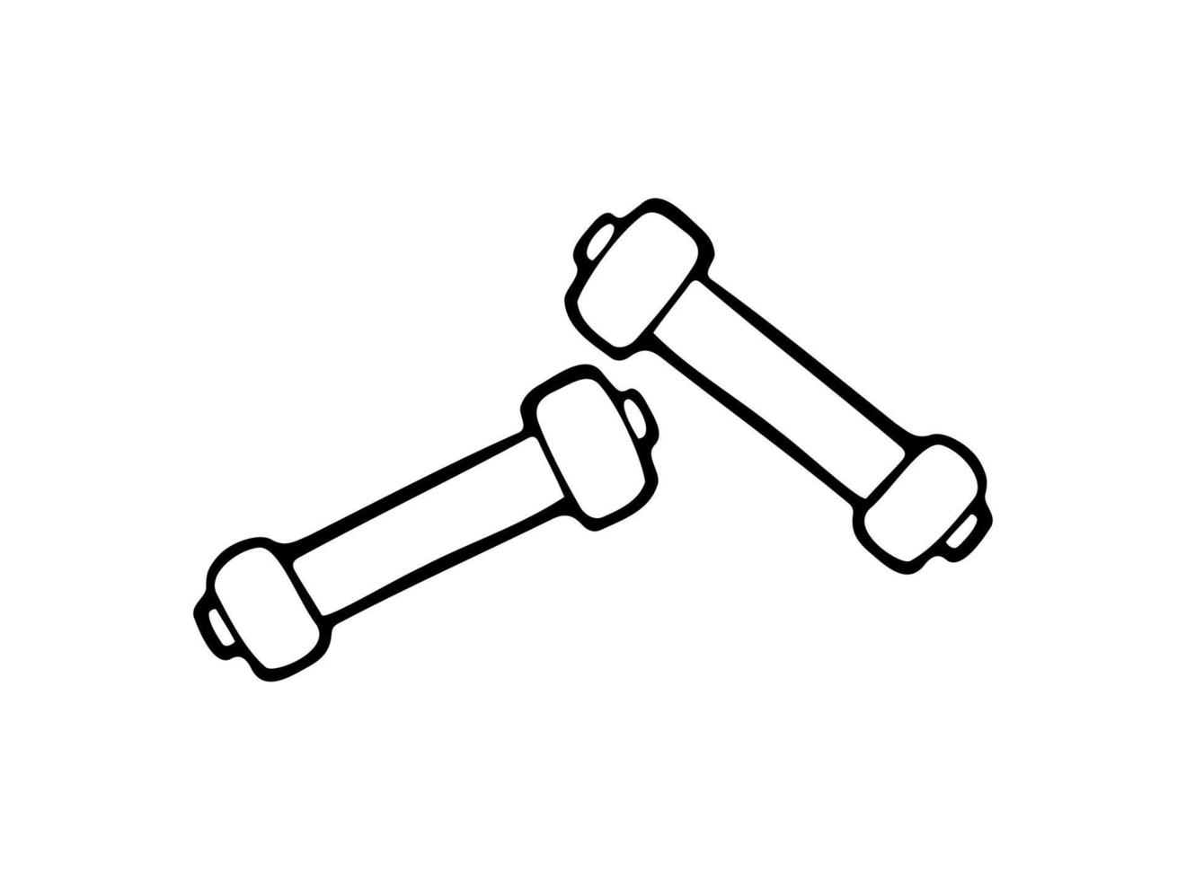 Hand drawn doodle dumbbells. Vector barbells.