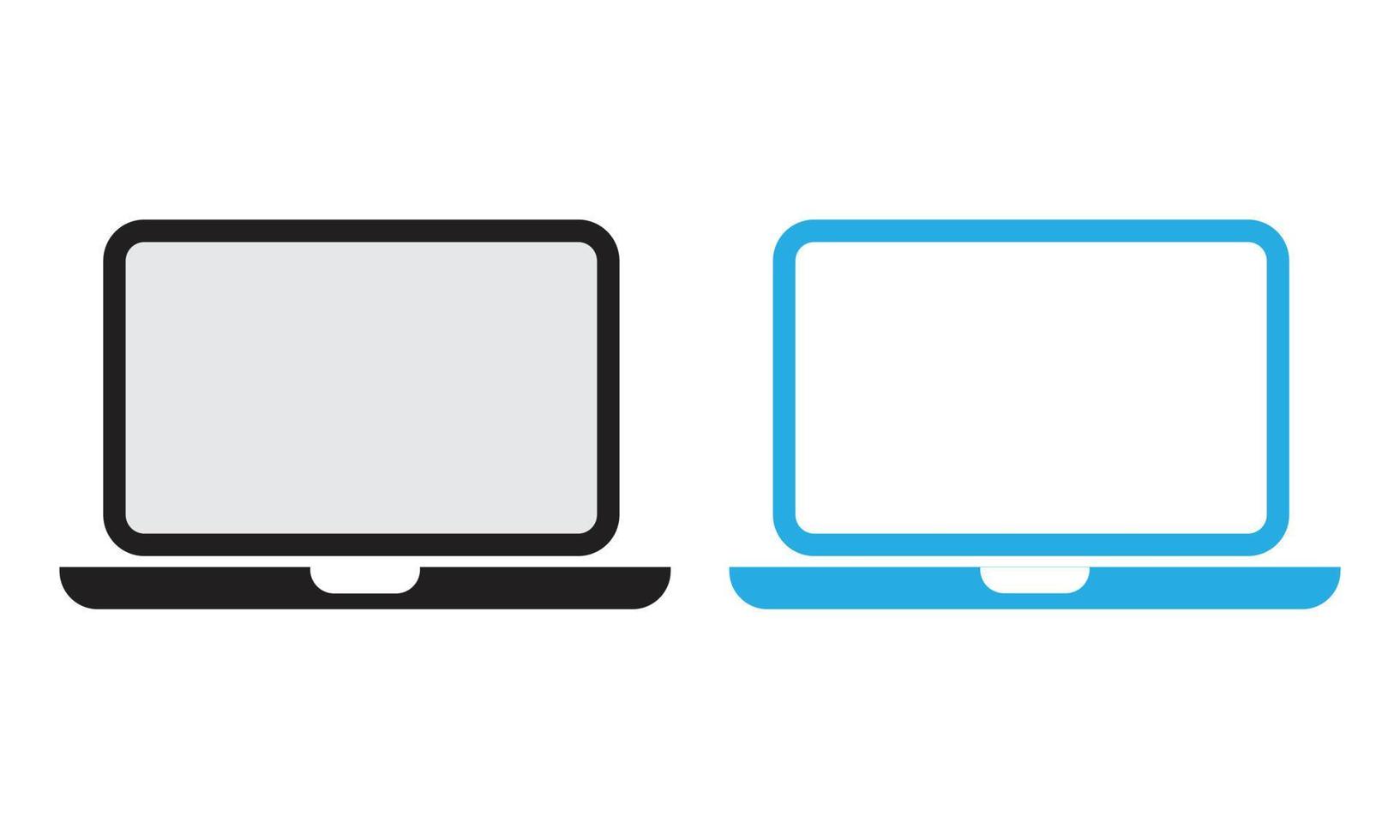 laptop icon set of two. laptop or notebook computer collection. line icon vector