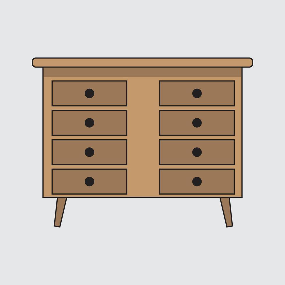 Ilustración de vector de gabinete de madera de muebles