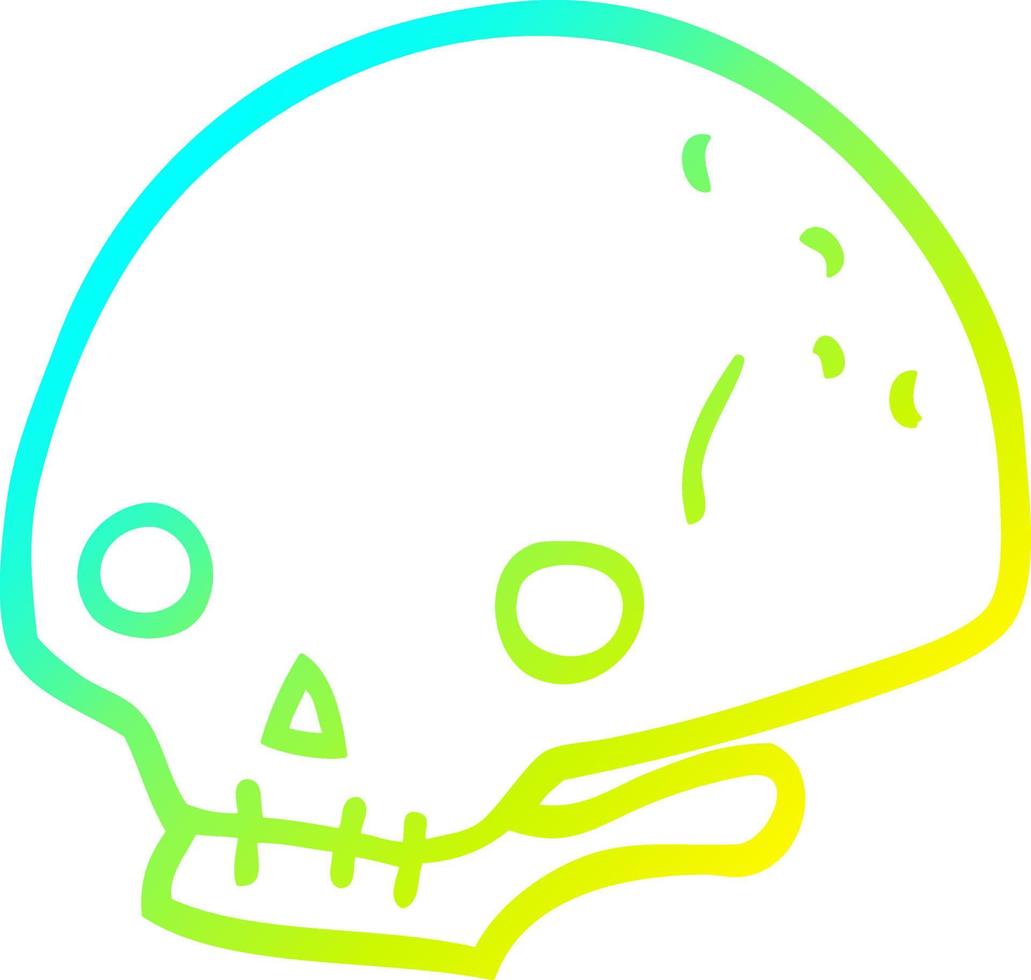 cold gradient line drawing cartoon spooky skull vector