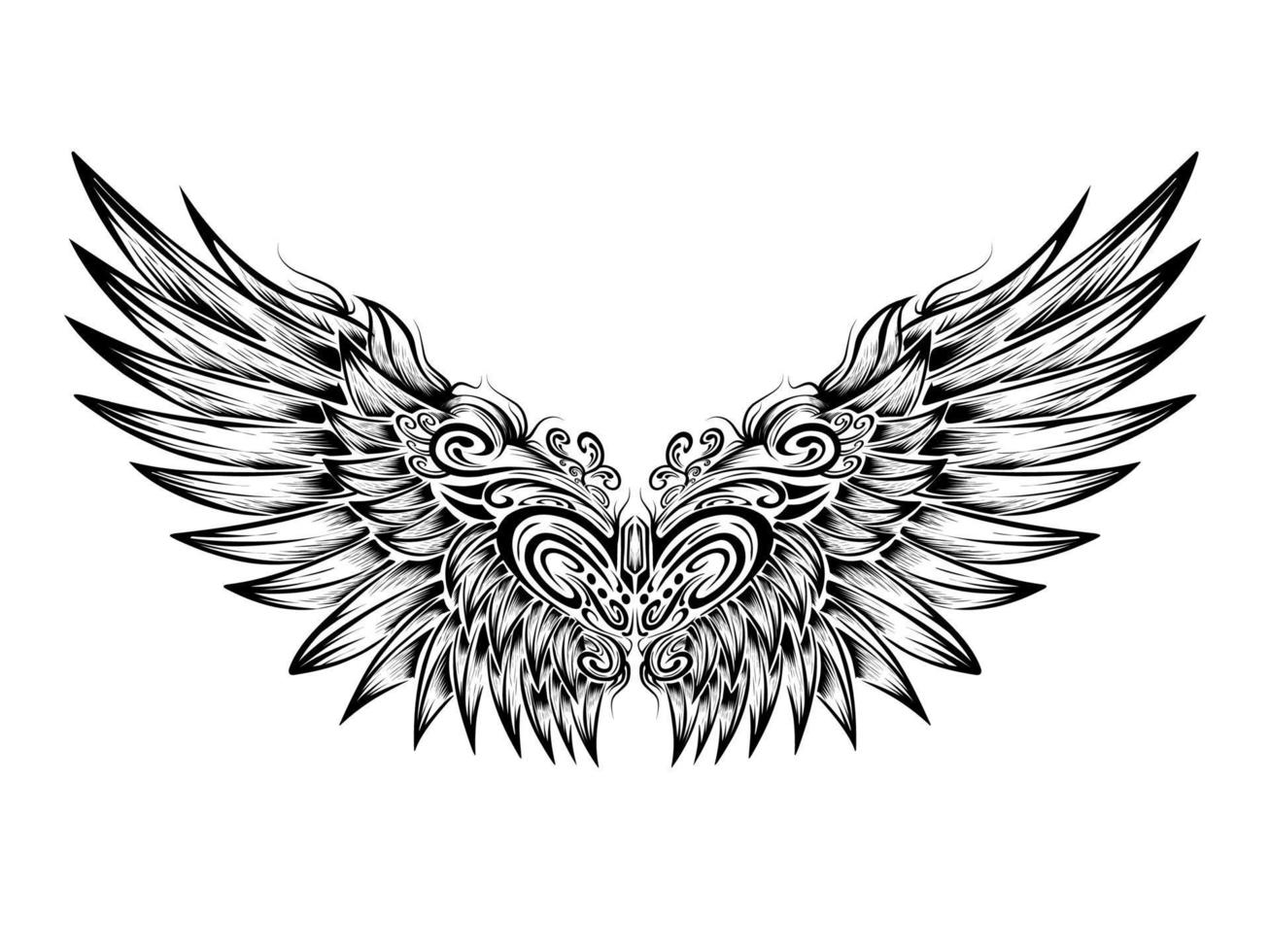 Angel wings vintage vector illustration