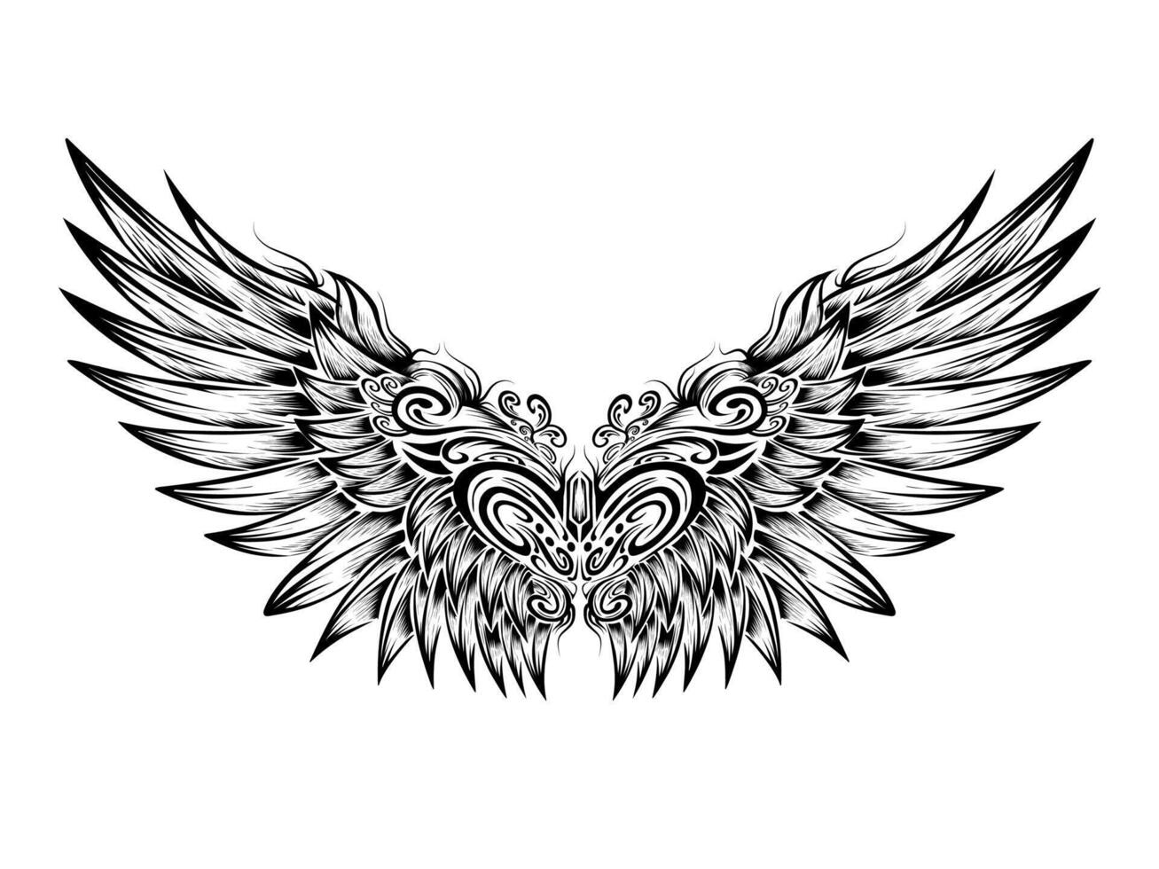 Angel wings vintage vector illustration