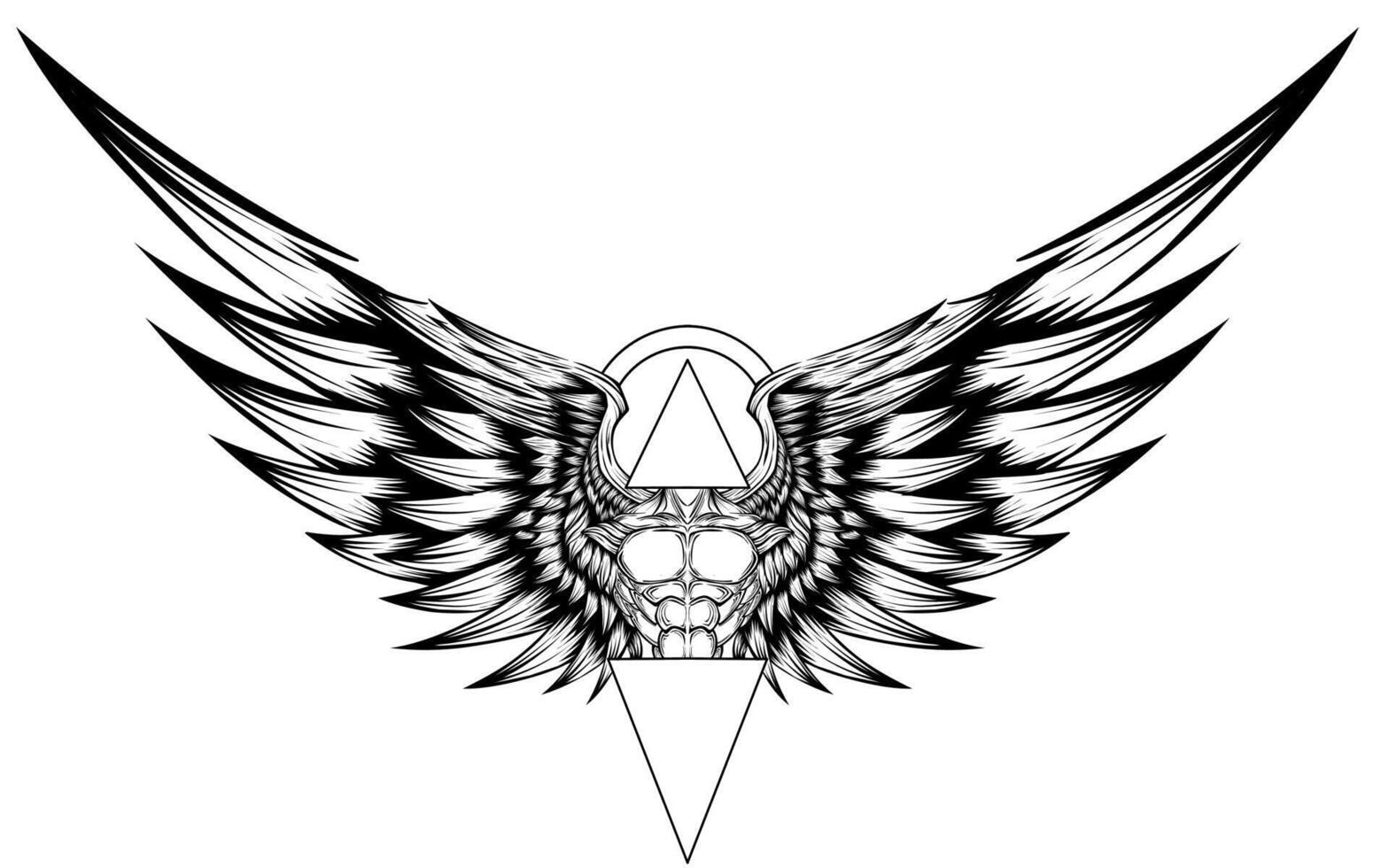 Angel wings vintage vector illustration