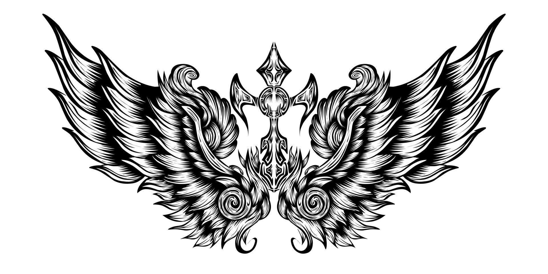 Ilustración de vector vintage de alas de ángel