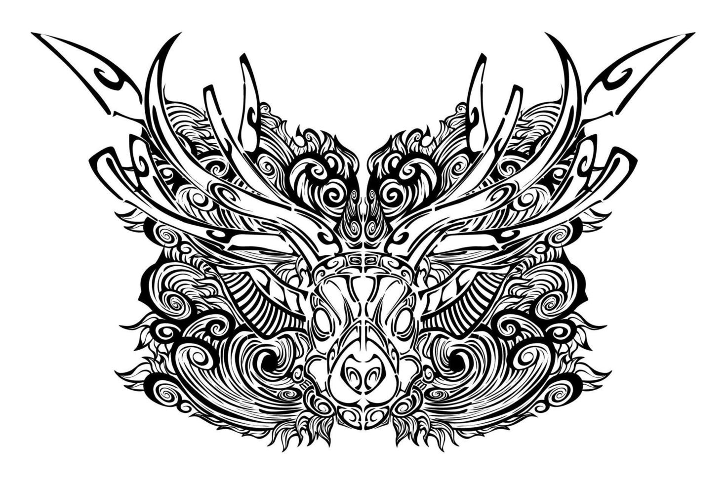 Tribal deer tattoo vector illustration