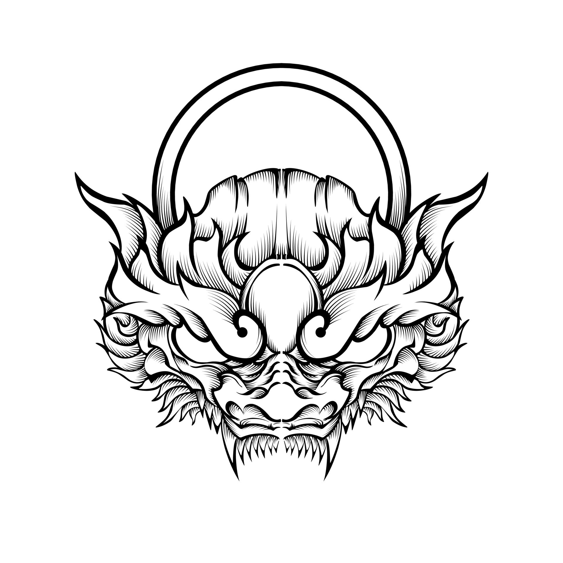 Chinese dragon head tattoo vector illustration 8902231 Vector Art at  Vecteezy