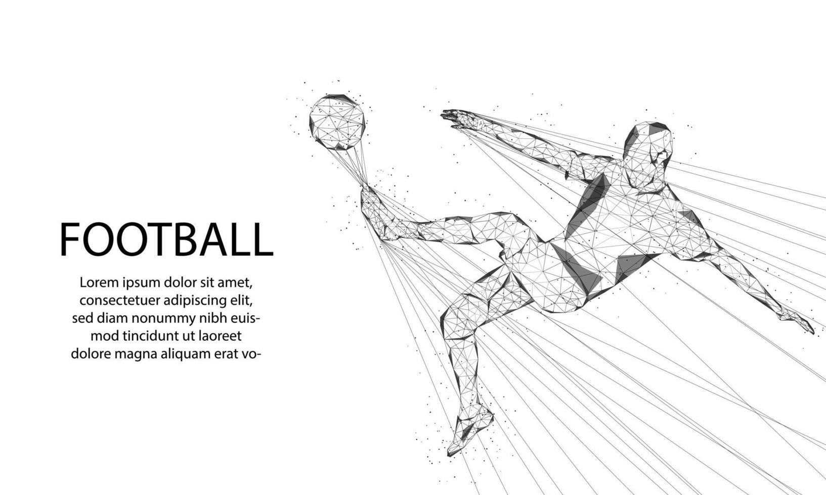 jugador de fútbol y balón de fútbol o con vector de patrón de polígono bajo