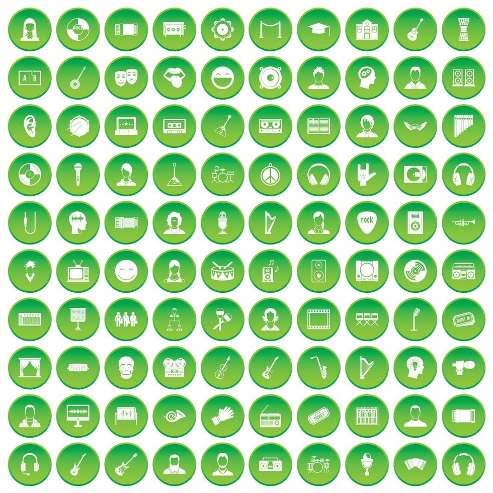 100 audience icons set green circle vector