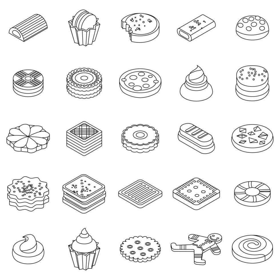 conjunto de iconos de cookies contorno vectorial vector