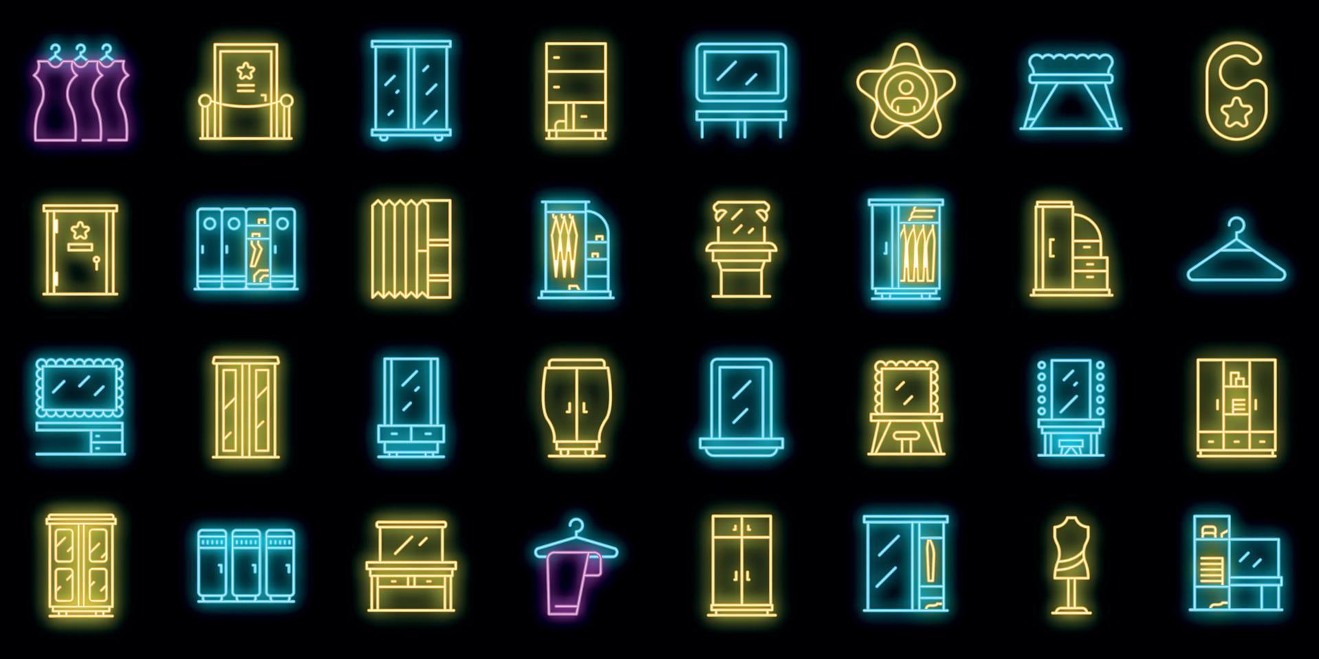 Dressing room icons set vector neon
