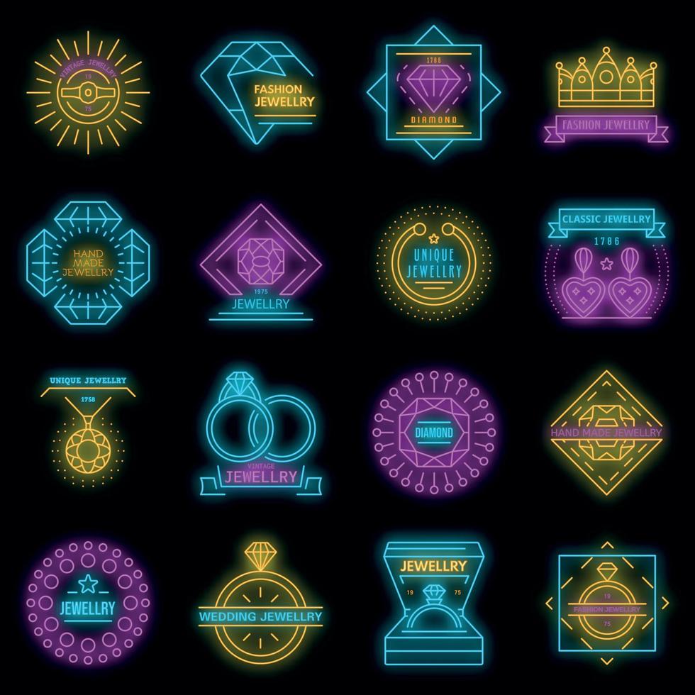 Conjunto de iconos de joyería neón vectorial vector