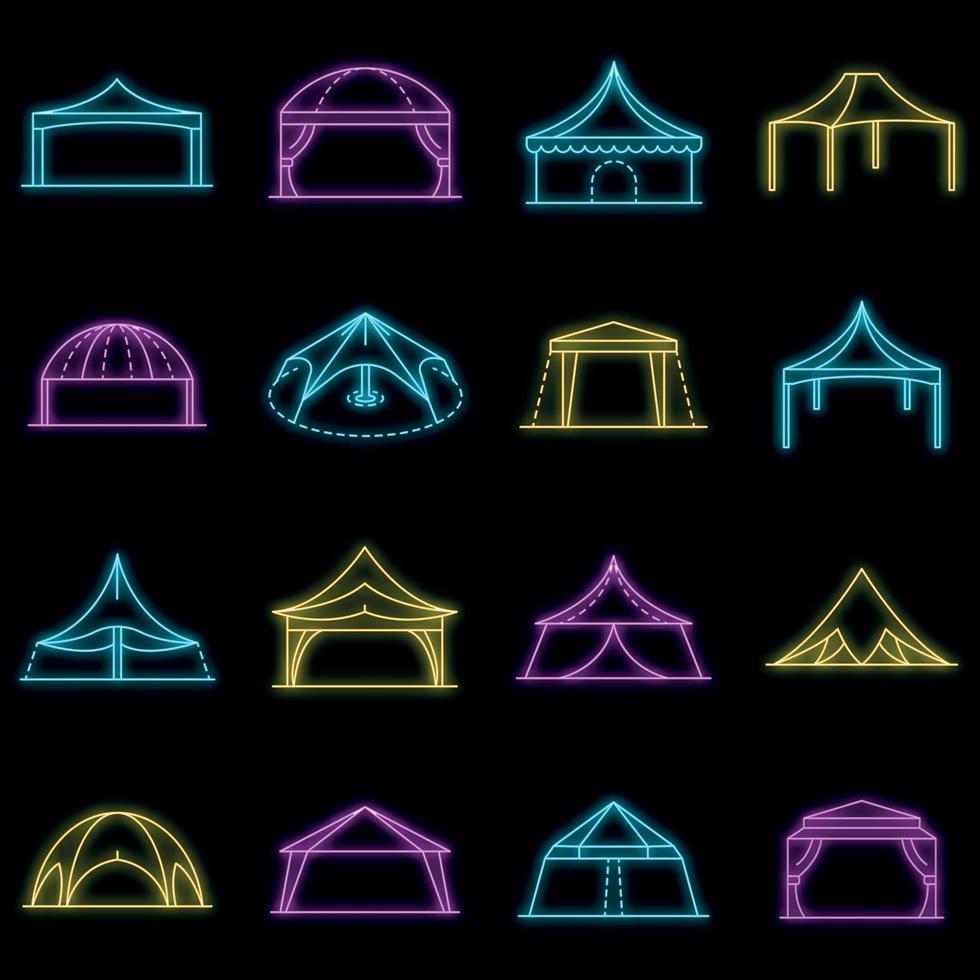 Canopy icon set vector neon
