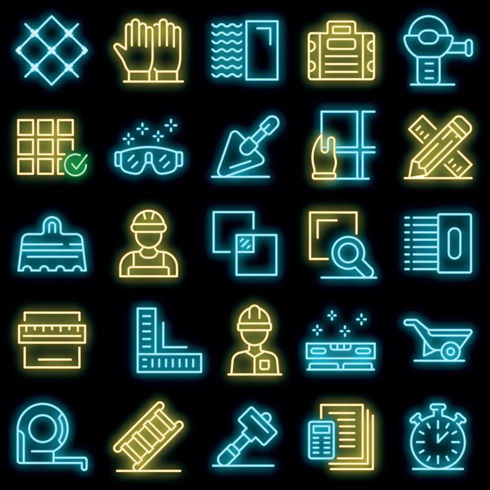 conjunto de iconos de solador neón vectorial vector