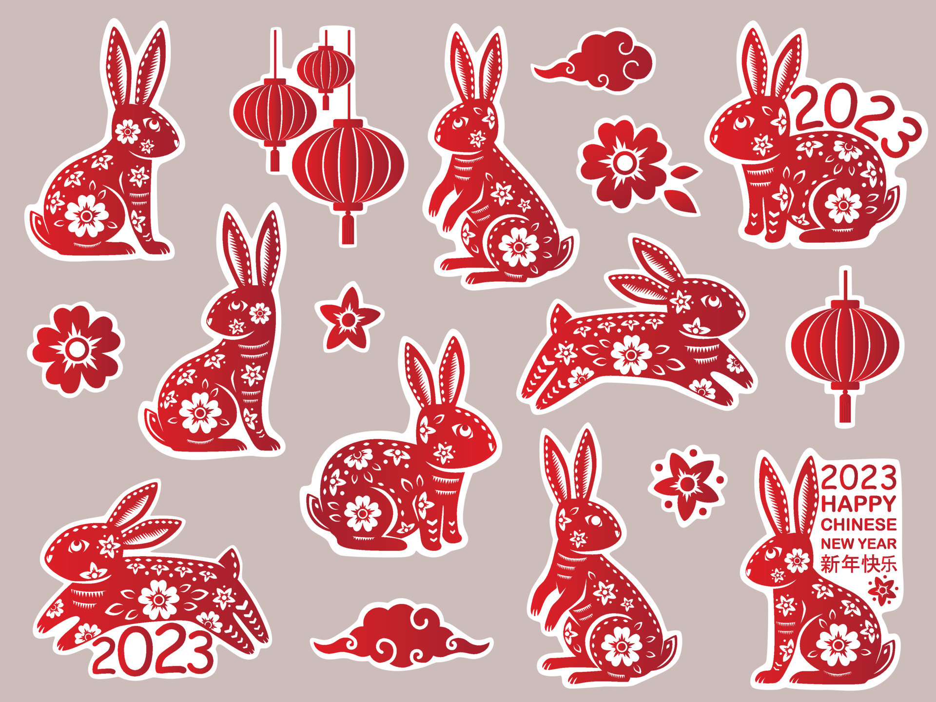 Happy New Year Of The Rabbit Chinese Zodiac Rabbit 2023 Sticker for Sale  by taogiauco