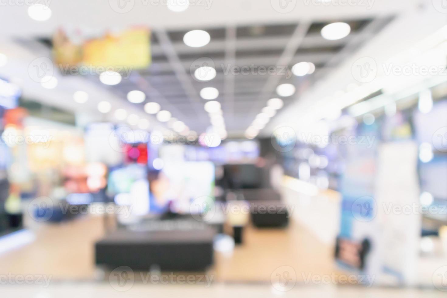 eletronic department store show Television TV and home appliance with bokeh light blurred background photo