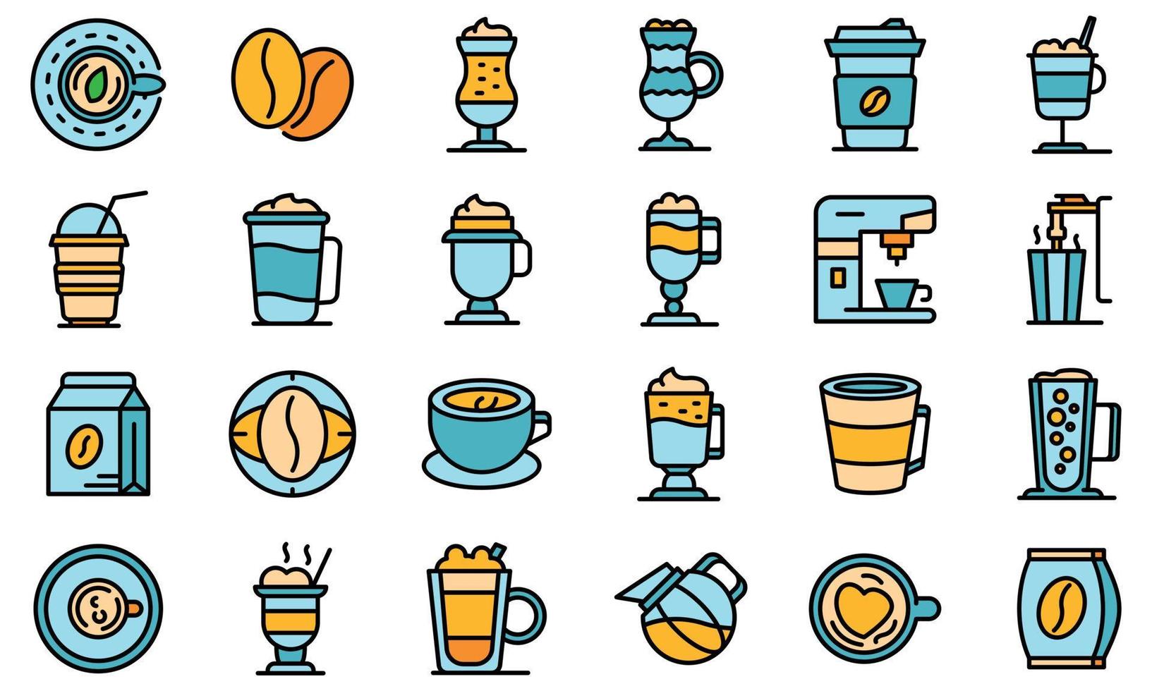 Latte icons set vector flat