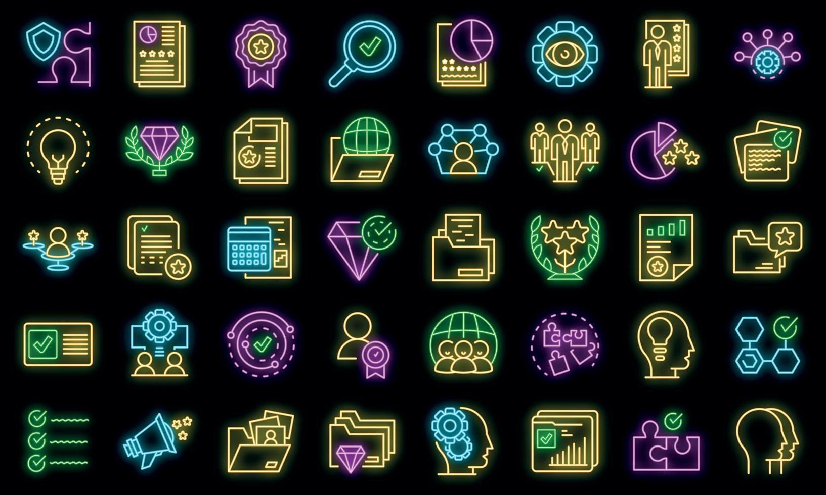 Expertise icons set vector neon