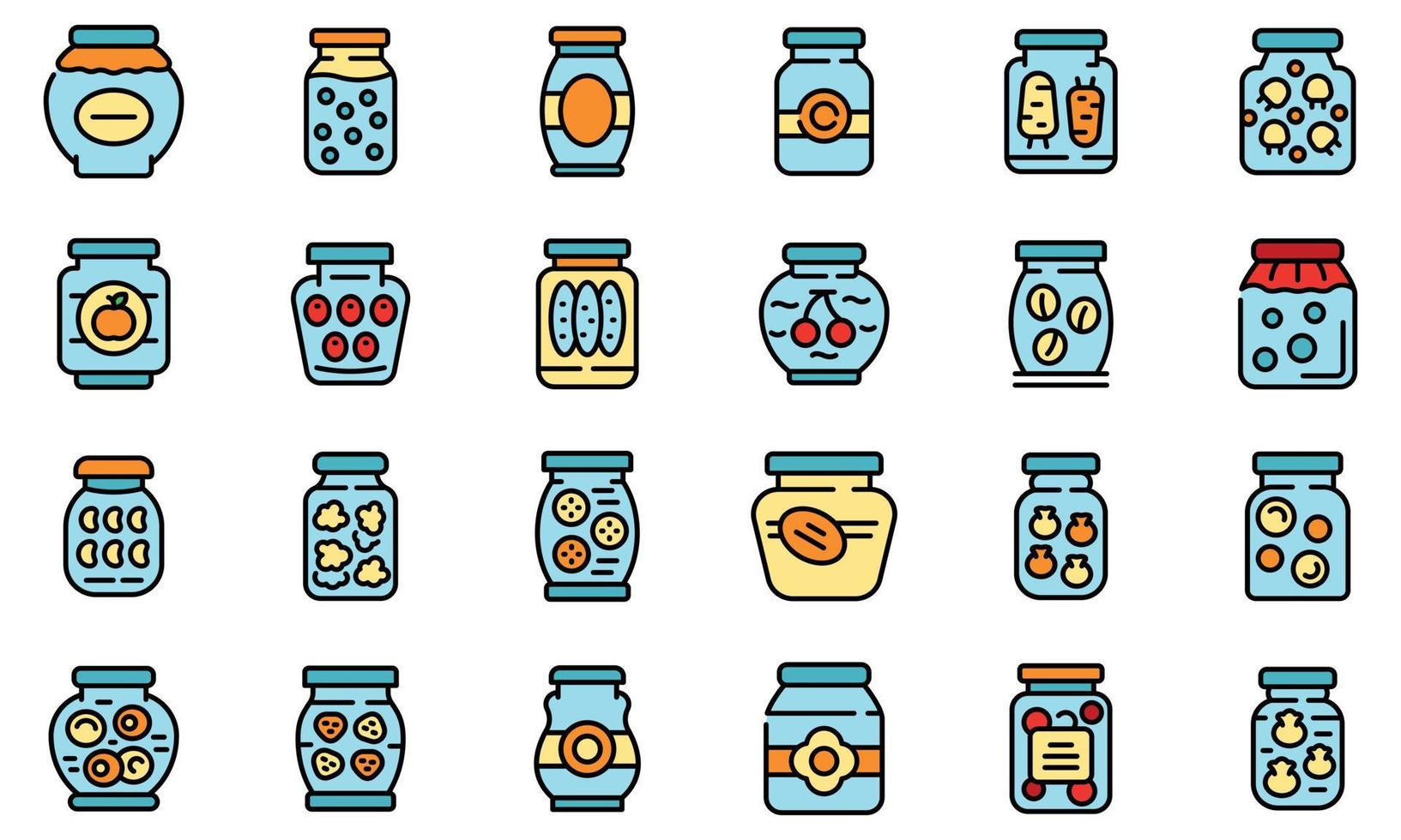 Pickled products icons set vector flat