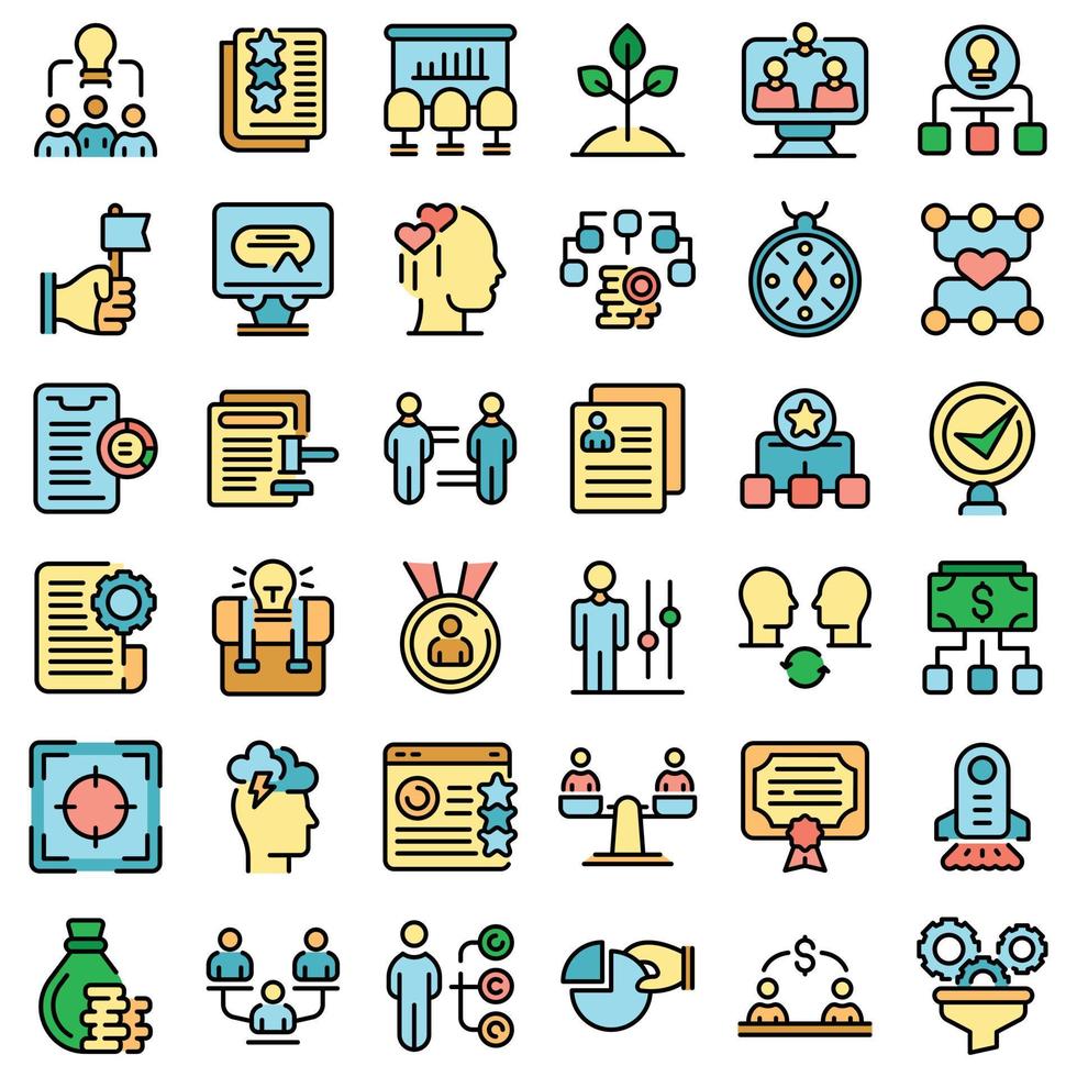 Contribute work icons set vector flat