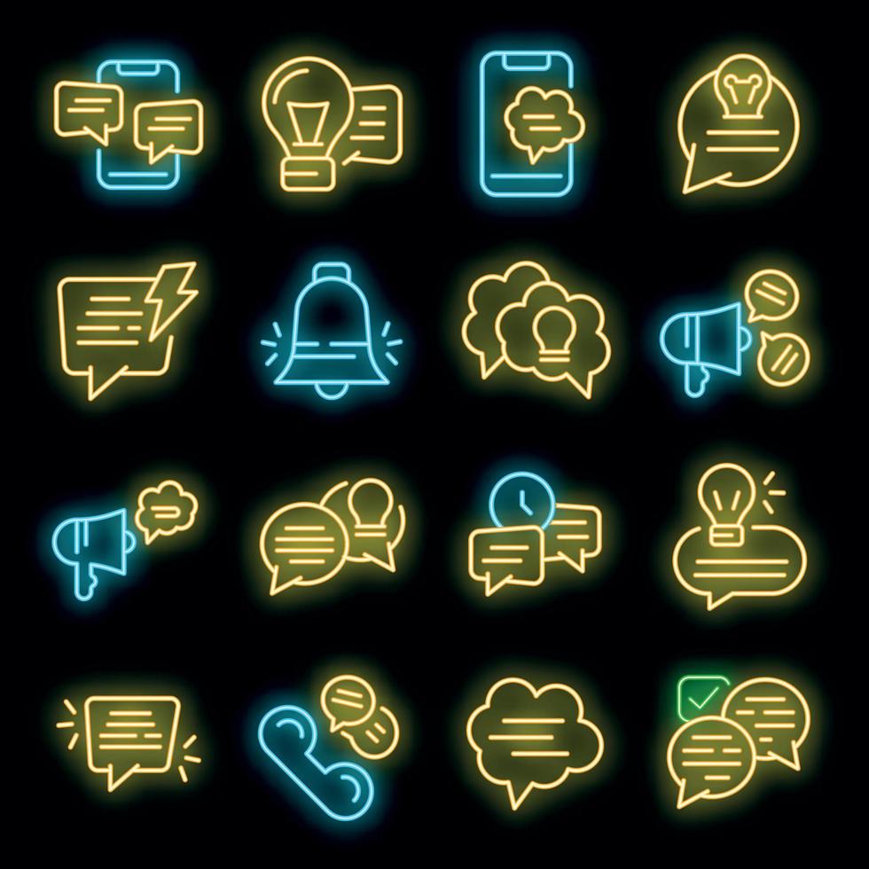 Tips icons set vector neon