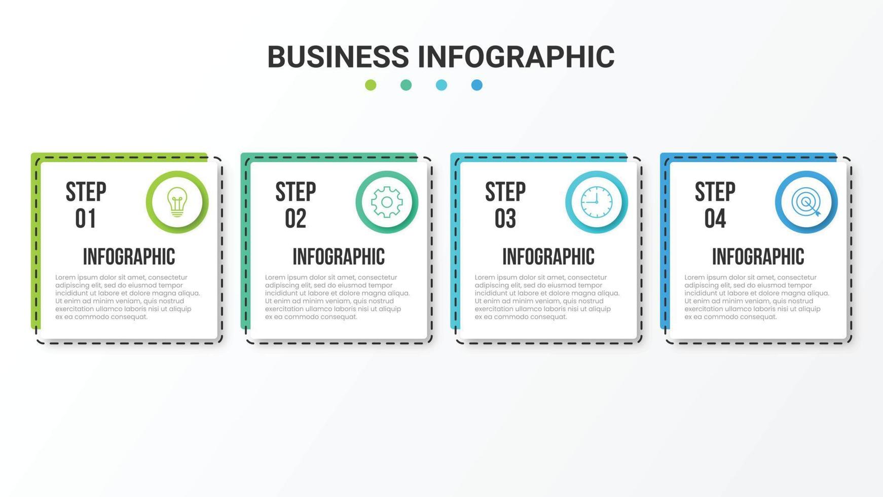 visualización de datos comerciales. diagrama del proceso. elementos de gráfico, diagrama con 4 pasos, opciones, partes o procesos vector