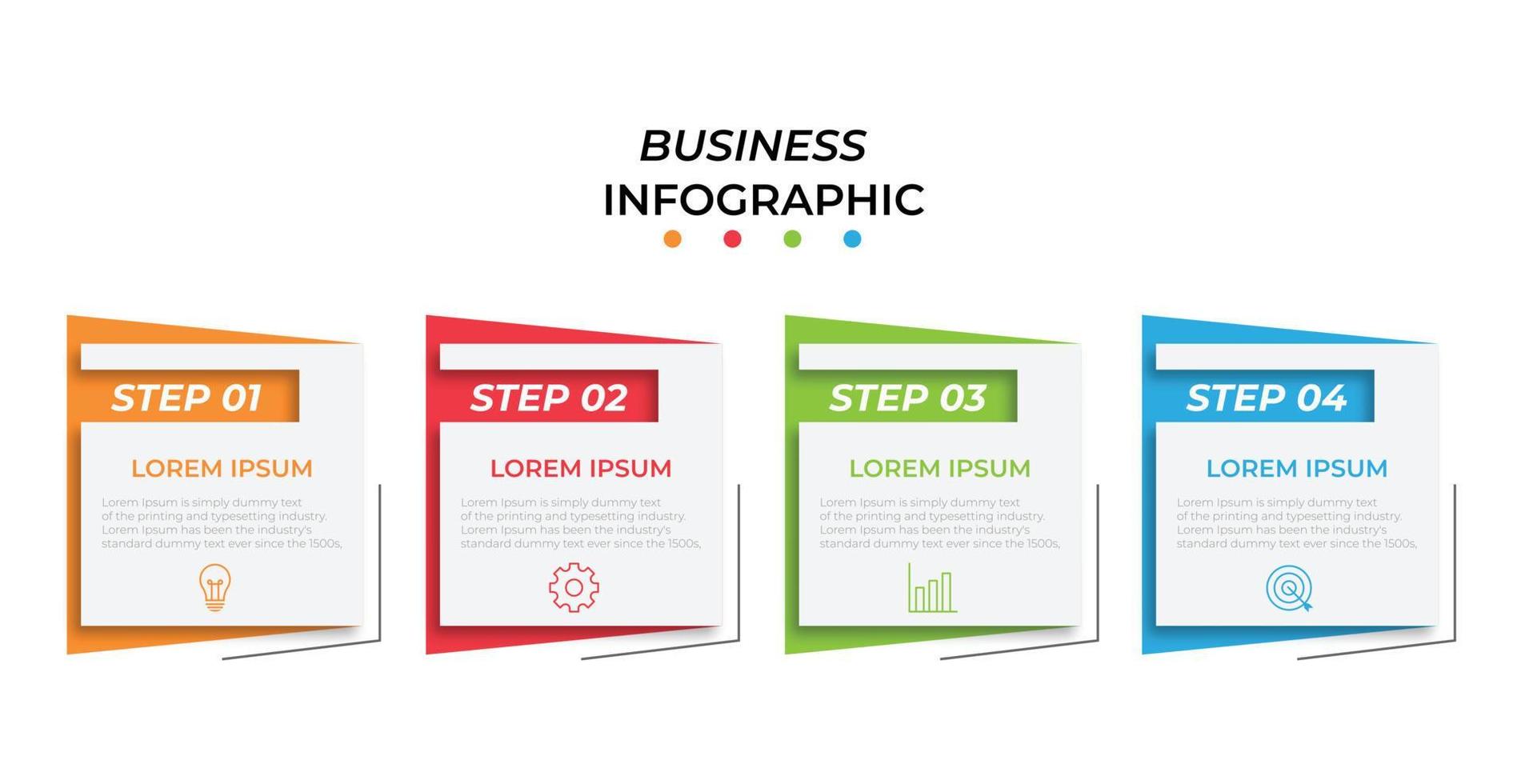 Business data visualization. Process chart. Elements of graph, diagram with 4 steps, options, parts or processes vector