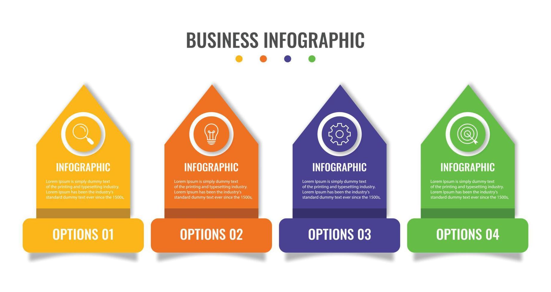 Business data visualization. Process chart. Elements of graph, diagram with 4 steps, options, parts or processes vector