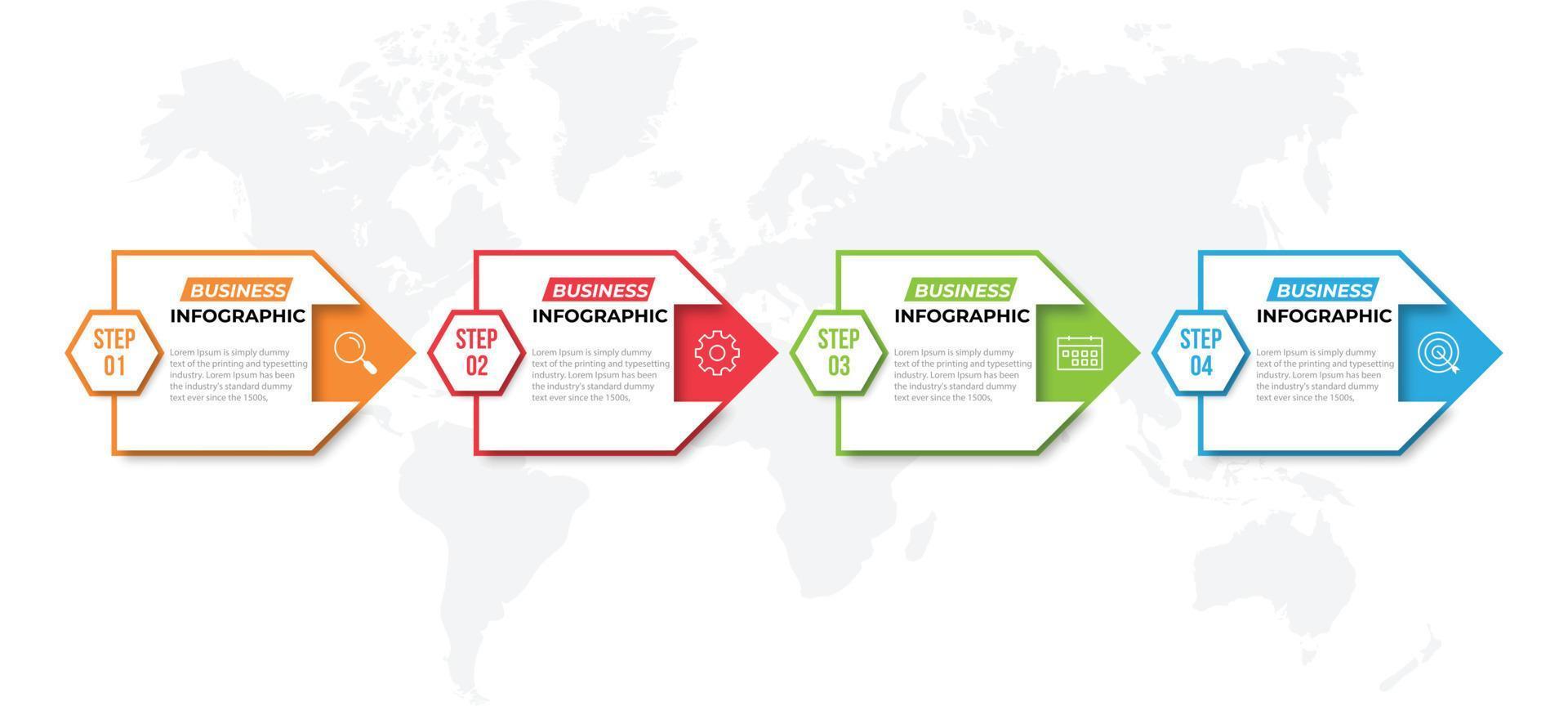 Business data visualization. Process chart. Elements of graph, diagram with 4 steps, options, parts or processes vector