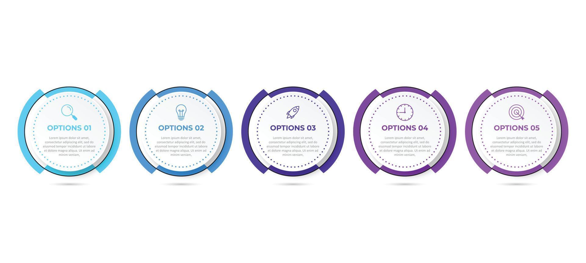 Business process infographic template. Thin line design with numbers 5 options or steps. Vector illustration graphic design