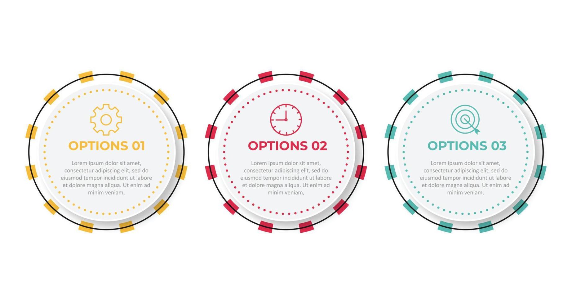 Thin lines with circles for business infographic. Abstract elements for presentation with 3 steps. vector