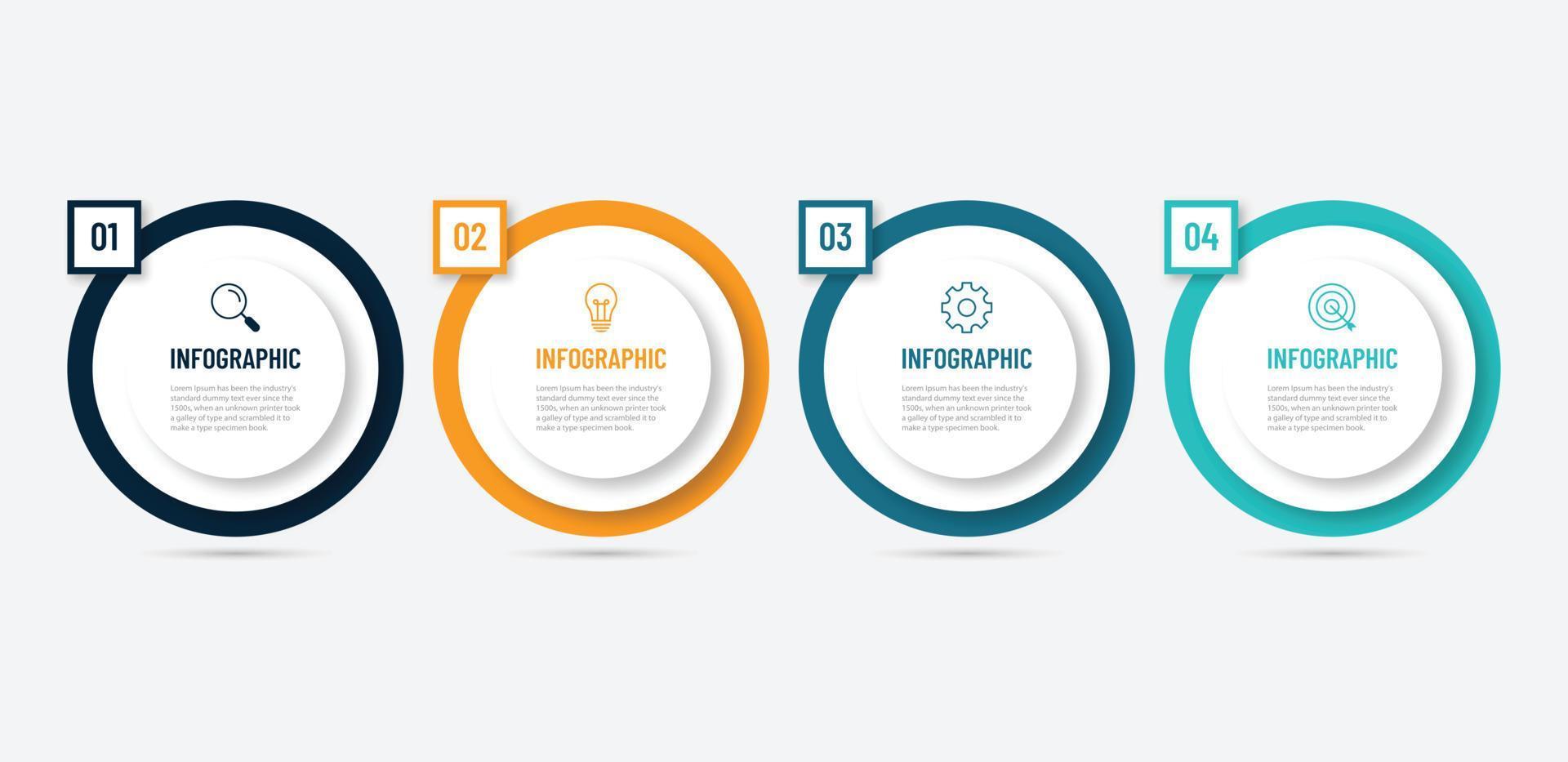 elemento de diseño infográfico de línea de tiempo y opciones de número. concepto de negocio con 4 pasos. se puede utilizar para diseño de flujo de trabajo, diagrama, informe anual, diseño web. plantilla de negocio vectorial para presentación. vector